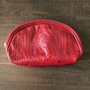 Tooled Leather Cosmetic Pouch